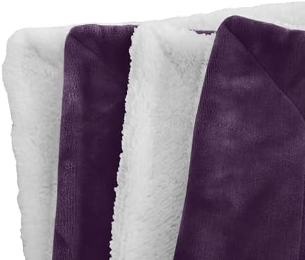 Elegant Comfort Luxury Ultra-Plush Velvet Touch Fleece Throw Soft, Warm, Cozy| Micromink Sherpa-Backing Reversible Blanket for Bed, Sofa and Couch, Solid Purple - Image 3