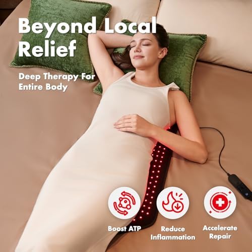ALLOLO Red Light Therapy for Body, 3 in 1 LEDs Red Light Therapy Belt with Timer Remote Control, 660nm 850nm Infrared Light Therapy Pad for Body Waist Shoulder Knee, 27.6" x 13.9" Large Area - Image 3