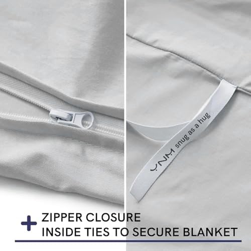 YnM Exclusive Cotton Duvet Cover for Weighted Blankets with 16 Strings (Light Grey, 88"x104") - Image 3