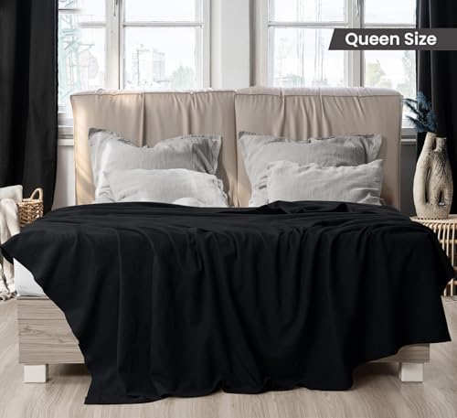 Utopia Bedding 100% Cotton Thermal Blanket Black Queen, 90x90 Inches - Image 2