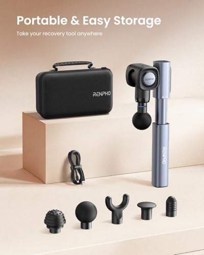 RENPHO Foldable 2-in-1 Massage Gun with Extendable Handle, 0-90° Angle - Image 6