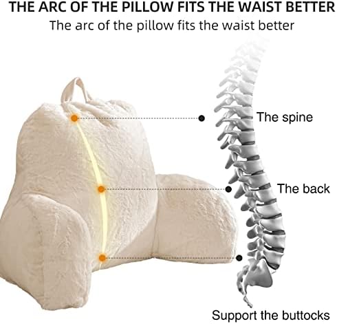 Aimuan Reading Pillow Bed Rest Wedge Adult Backrest Pillow with Arms Sitting in Bed Cushion Incline Rest Sleeping Pillow for Watching TV/Gaming/Relaxing, Ivory - Image 5