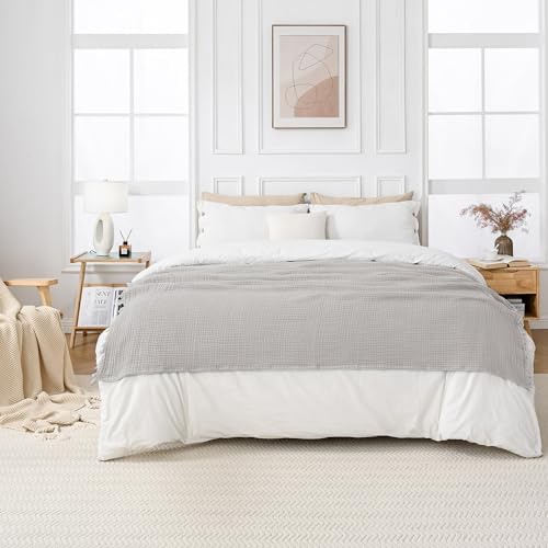 Esterra Muslin Throw Blanket 50x65 Inches Cozy Soft Lightweight Pre-Washed Cotton Blanket, All Season Breathable 4-Layer Gauze Blanket Throw for Sofa Couch Bed, Gray Violet - Image 6