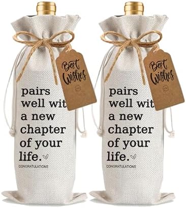 1Pcs New Chapter Wine Gifts Bag Next Chapter Wine Bag, Pairs Well With a New Chapter of Your Life with 1Pcs Kraft Blessing Cards and natural jute rope - Image 6