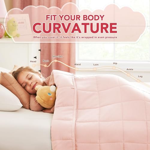 CuteKing Weighted Blanket (10lbs, 50"x60", Pink) Heavy Blanket for 90-100lbs, Weighted Blanket for Cooling & Heating with Premium Glass Beads, Soft Thick Blanket All-Season - Image 2