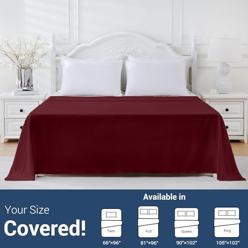 Bulk Twin Flat Sheets Only, 6 Pack Quick Sort Top Bed Sheet, Color-Coded Label Threads, Wrinkle-Free Shrinkage Durable Microfiber Hotel Motel Airb&bs Essentials for Hosts (66"x96",Burgundy) - Image 5