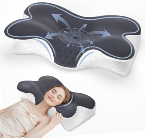 Cervical Neck Pillow for Neck Pain Relief,Memory Foam Neck Pillow for Sleeping,Orthopedic Neck Support Pillow for Back Stomach Sleepers,Ergonomic Pillow with Pillow Covers by BNXIANG