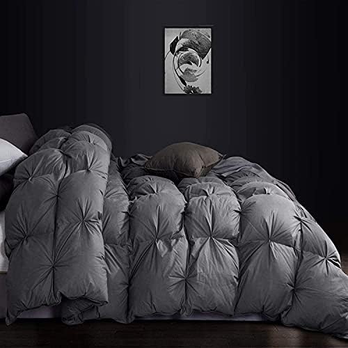 Luxurious Heavyweight Goose Down Feather Fiber Comforter Duvet Insert, Exquisite Gray Pinch Pleat Design, Oversize Palatial King 120 x 98, Premium Baffle Box 100% Egyptian Cotton, 95 oz Fill Weight - Image 2