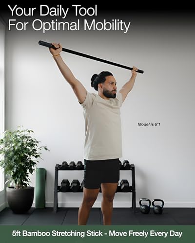 5ft Yoga Stick, Bamboo Stretching Stick for Mobility, Flexibility & Balance - Image 2