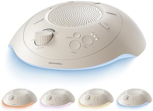 Homedics White Noise Portable Sound Machine, Night Light, Cream by Homedics