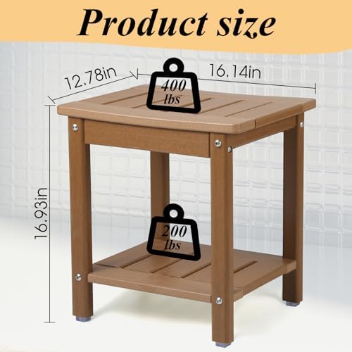 Apolimi Shower Chair, HDPE Shower Bench for Inside Shower to Sit On It, Shower Stool with Storage Shelf 2-Tier Spa Stool for Elderly,Water Resistant & Non-Slip Design Shower Seat Bench (Teak S Size) - Image 3