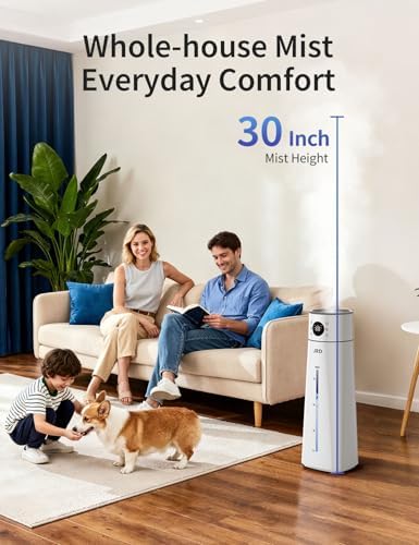 JRD Humidifier Large Room 8L/ 2.1Gal, Ultrasonic Cool Mist for Bedroom, Quiet Humidifier with Remote Control, 10 Mist Modes, 24H Timer, Night Light, AI Mode, 40H Run for Home Office（Grey） - Image 4