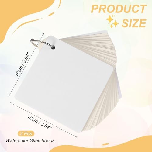 PATIKIL Mini Watercolor Sketchbook, 3.94 x 3.94 55 Sheets/110 Pages Portable Square Travel Watercolor Notebook 230GSM (107lb) Detachable Painting Sketch Book Art Sketchbook, White - Image 2