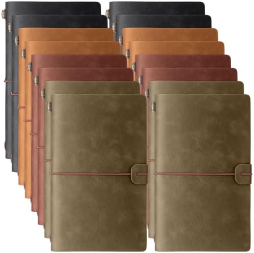 Sabary 16 Pcs Passport Size Refillable Leather Journal Bulk, Warm Color by Sabary
