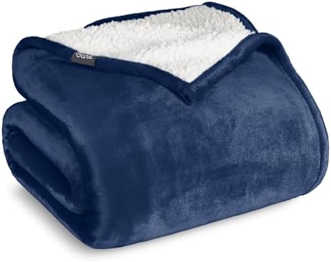 Bare Home Sherpa Fleece Blanket (King, Dark Blue) by BareHome