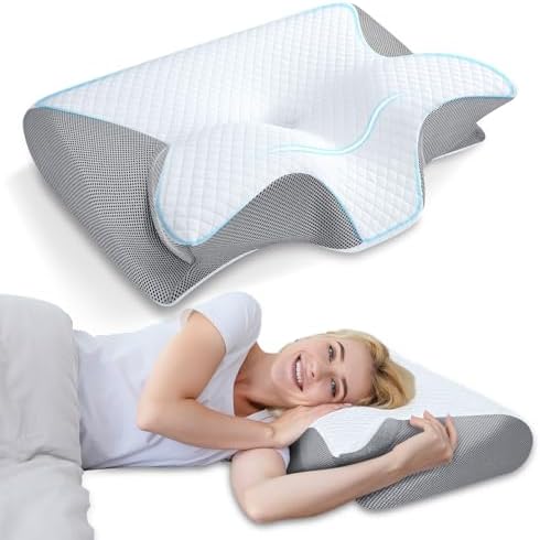HOMCA Memory Foam Cervical Pillow, 2 in 1 Ergonomic Contour Orthopedic Pillow for Neck Pain, Contoured Support Pillows for Side Back Stomach Sleepers by HOMCA
