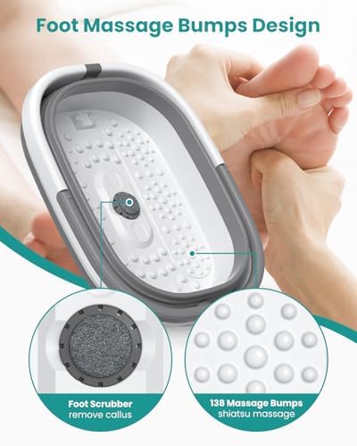 Nekteck Collapsible Foot Soaking Tub for Foot Bath Soak Foot Spa, Grey - Image 4