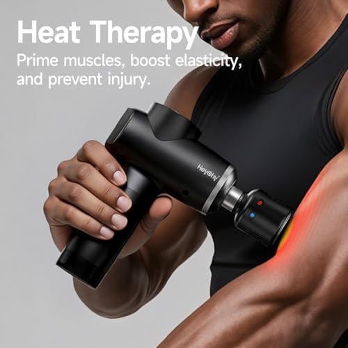 HEYCHY Massage Gun Deep Tissue, 5 Heads Muscle Massager with Heat and Cold - Image 4