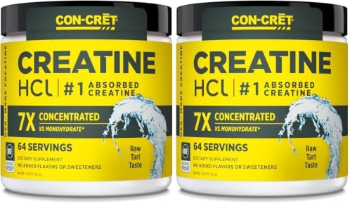 CON-CRET Creatine HCl Powder | Muscle, Cognitive, Cellular Energy Support | No Bloating or Cramps | USA Made & NSF Certified | Unflavored (64 Serving) (Pack of 2) by CON-CR%C4%92T%C2%AE