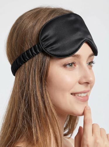[3 Pack] QSYW Sleep Masks, Satin Eye Mask for Sleeping - Silky Eye Masks Bulk with Storage Bag & Elastic Strap,Black - Image 2