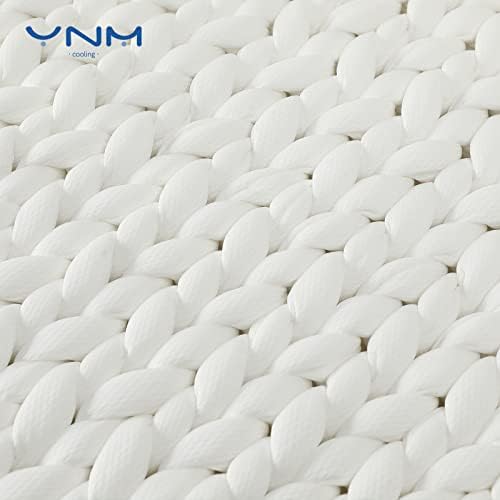 YnM Cooling Weighted Blanket, Handmade Chunky Yarn Knitted Design, Temperature Regulating and Breathable, Machine Washable Throw for Sleep or Home Decor (White, 60x80 Inch, 20lbs) - Image 2