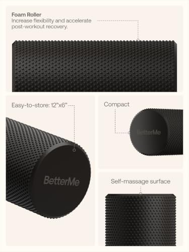 BetterMe Foam Roller for Muscle Recovery – High Density Exercise Roller for Back &Legs – Deep Tissue Massage Roller for Tension, Relief & Stretching (Black) - Image 5