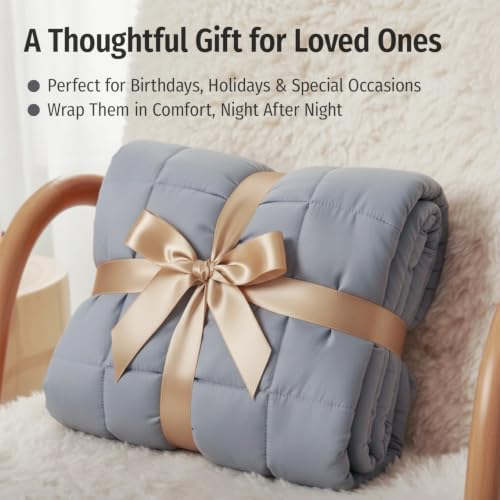 Wemore Cooling Weighted Blanket for Adults 15 lbs Twin Size 48"x72" Grey - Image 7