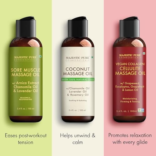 Majestic Pure Massage Oil Set, Aromatherapy Gift Kit, 3.4 Fl Oz, 3-Pack - Image 2