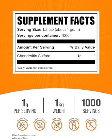 BulkSupplements.com Chondroitin Sulfate Powder - Chondroitin Sulfate Supplement, for Joint Support - Gluten Free, 1g per Serving, 1kg (2.2 lbs) (Pack of 1) - Image 2
