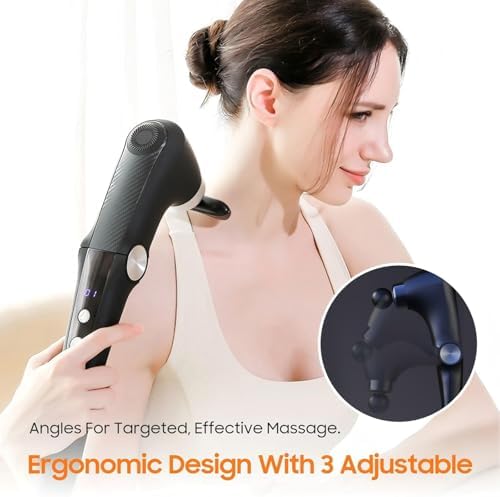 Massage Gun with 10 Replacement Heads, Massage Gun with Heat, Back Massager for Pain Relief Deep Tissue, Massager for Shoulder & Back Muscle Recovery, (Black) - Image 6
