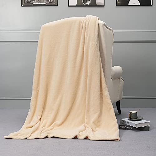 NANPIPER Fleece Blankets, Super Soft Flannel Queen Size Blanket for Bed, Luxury Cozy Microfiber Plush Fuzzy Blanket,Beige - Image 5