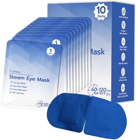 LANNA Heated Steam Eye Mask, Disposable 120 Minutes, Blue Unscented, 10 Pcs - Image 2