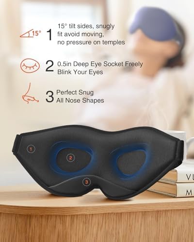 MABAO Sleep Mask for Side Sleeper, Eye Mask for Sleeping Women Men, Blue - Image 4