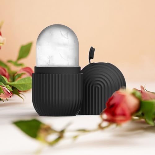 Joyeee Ice Face Roller, Reusable Silicone Mold Face Massage Eye Facial Beauty Skin Care Tools Apply Ice for Shrink Pores Anti Wrinkle Reduce Puffiness Improve Skin Elasticity, Striped, Black - Image 5