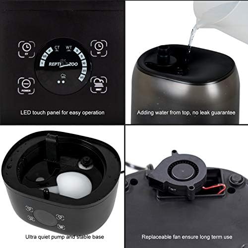 REPTI ZOO 4L Reptile Fogger Mister Tank, Terrariums Digital Tank Timing Humidifier Smart Touch Screen Adjustable Fogger for Reptiles Amphibians Herps - Image 3