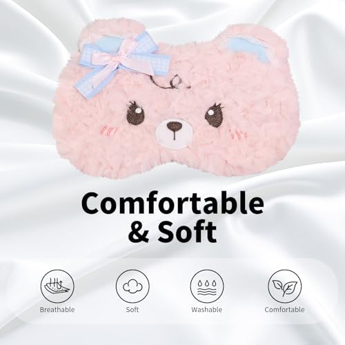 PERFECTSIGHT Sleep Eye Masks, Cute Sleep Eye Cover Lightweight Adjustable Eyeshade Mask Cover for Women Men Sleep Travel Nap, Lace Bear - Image 2