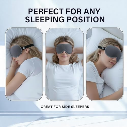 Ultra-Thin 3D Sleep Mask for Side Sleepers Women Men, Contoured Eye Mask for Lash Extensions, Light Blocking, Soft Breathable Lightweight Eye Mask for Sleep, Travel, Meditation,Airplane (Gray) - Image 4