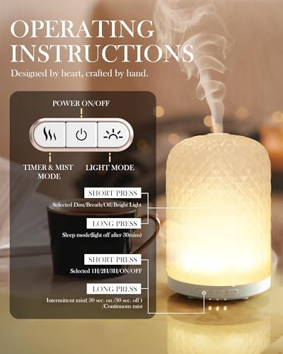 Essential Oil Diffuser - 2.4 MHz Ultrasonic Glass Diffuser with Pulse/Continuous Mist & 3 Night Light Modes, Waterless Auto-Off, Silent Aromatherapy Diffuser for Home, Office, Gifting & Home Decor - Image 3