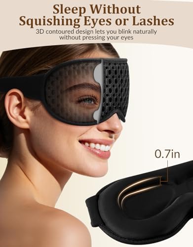 3D Contoured Sleeping Mask for Women Men, Soft Zero Pressure Eye Masks, Light Blocking Sleep Mask, Eyelash Friendly, Adjustable Eye Mask for Travel Essentials - Image 6