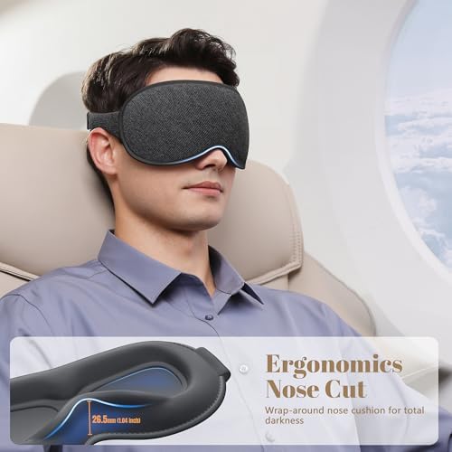 Sleep Mask for Men Women - 100% Blackout Eye Masks for Sleep, Zero Pressure 3D Sleeping Mask, Adjustable Light Blocking Eye Cover Blindfold for Travel, Nap, Night Work, Office - Gray - Image 4
