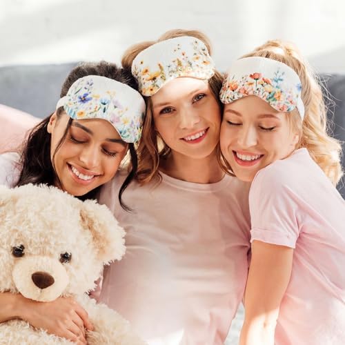 Cuffbow 6 Pack Fuzzy Sleep Masks Plush Eye Mask,Flowers,Colorful - Image 6