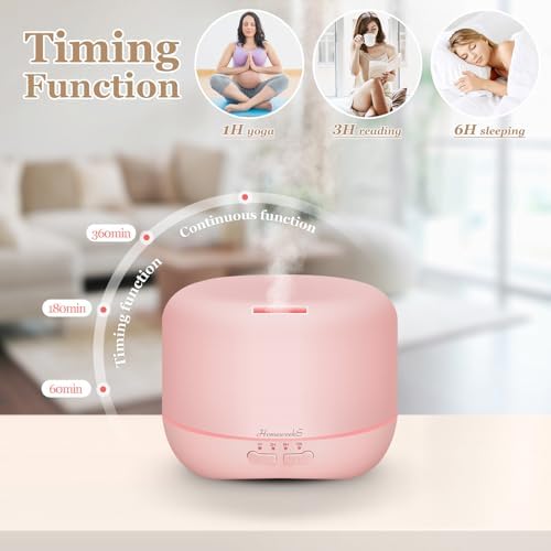 Aromatherapy Essential Oil Diffuser for Room: Air Humidifier Aroma Scent Cool Mist Colorful Lights Cute Small Large Auto Off Ultrasonic Diffusers for Home Bedroom Pink (300ml) - Image 6