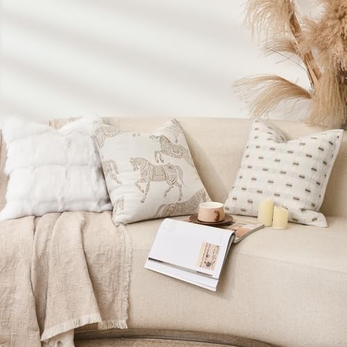 Throw Pillow Cover 18x18'' Inches, Double Sided Horse Chenille Jacquard Embroidery Couch Sofa Pillow Cushion Covers, Modern Equestrian Decorative Pillows Cover for Living Room Bedroom - Image 6