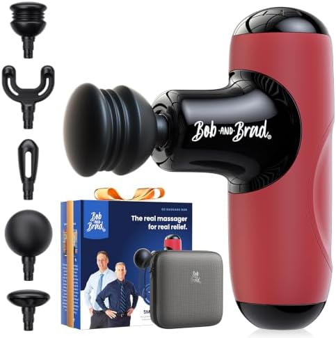 BOB AND BRAD Q2 Mini Massage Gun for Women - Portable Muscle Pain Relief, Powerful Deep Tissue Percussion Massager, Ultra Quiet Handheld Massager, Designed for Travel - Red by BOBANDBRAD