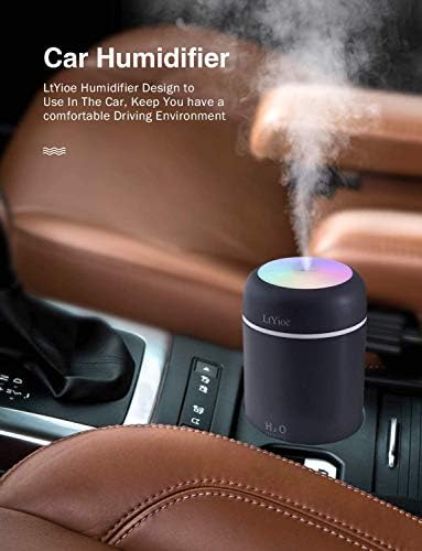 LtYioe Colorful Cool Mini Humidifier, USB Personal Desktop Humidifier for Car, Office Room, Bedroom,etc. Auto Shut-Off, 2 Mist Modes, Super Quiet. (Navy)(Black) - Image 4