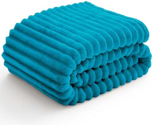 BEDELITE Ribbed Twin Blanket for Couch & Bed, Teal, 60"x80" by BEDELITE