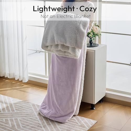 NANPIPER Warm Sherpa Blanket Queen Size for Bed, Soft Fleece for Winter, Fuzzy Plush Throw Gift for Women, Lavender 90x90 Inches - Image 6