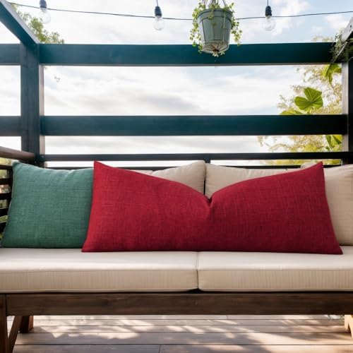 Kevin Textile Outdoor Waterproof 14”x36” Lumbar Pillow Cover 1 Pack, Red - Image 5