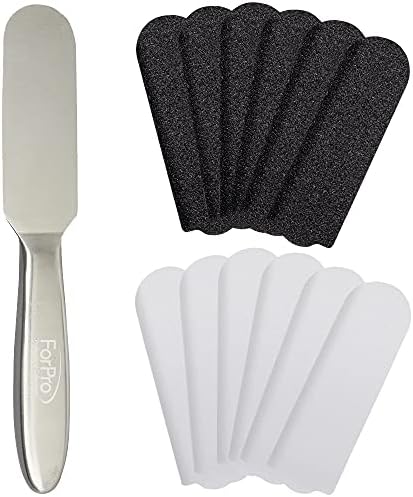 ForPro Stainless Steel Pedi File Kit - 100% Sanitizable Pedicure File for Heels and Feet - Includes Six Black 80 Grit and Six White 180 Grit Refill Strips- 8.5” L (Pack of 2) - Image 4