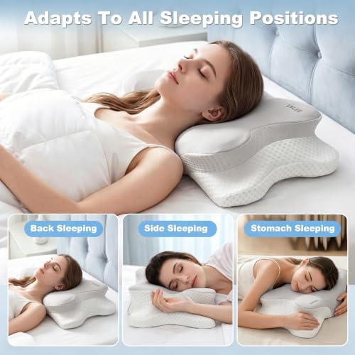 VYLEE Cervical Neck Pillow, Memory Foam Contour Pillow (Grey) - Image 6